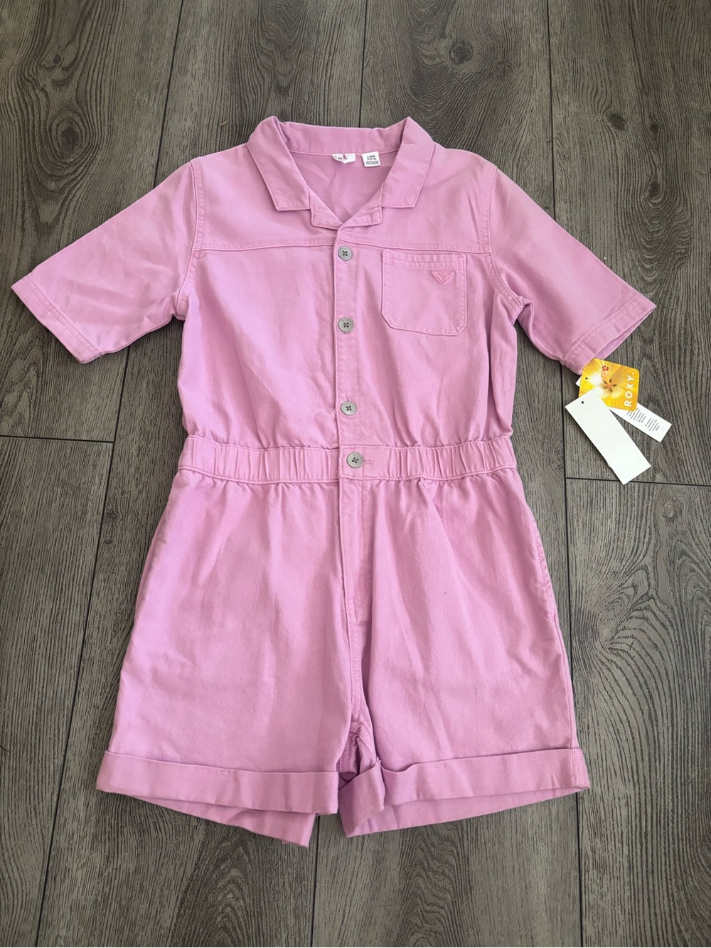 Roxy purple Short Sleeve Collared Romper